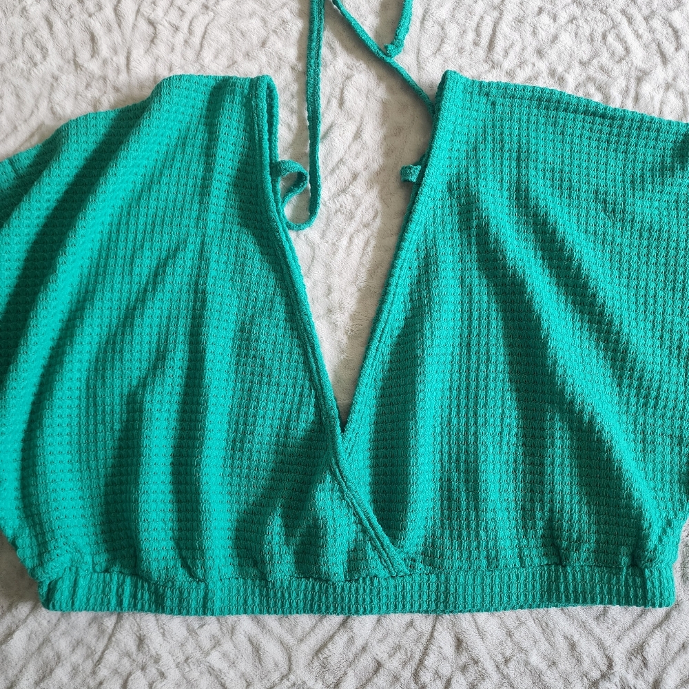 VENUS Women's Swimsuit Waffle Knit Cover-Up Pants And Top Set Sz XL Green - Picture 6 of 15